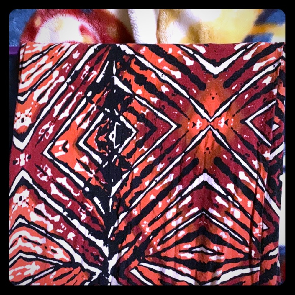 Brown blk orange and white long skirt